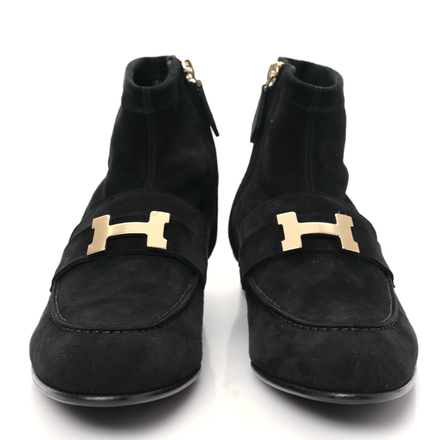 Hermes Stretch Velvet Goatskin Saint Honore Ankle Boots 37 Black 2 of 8