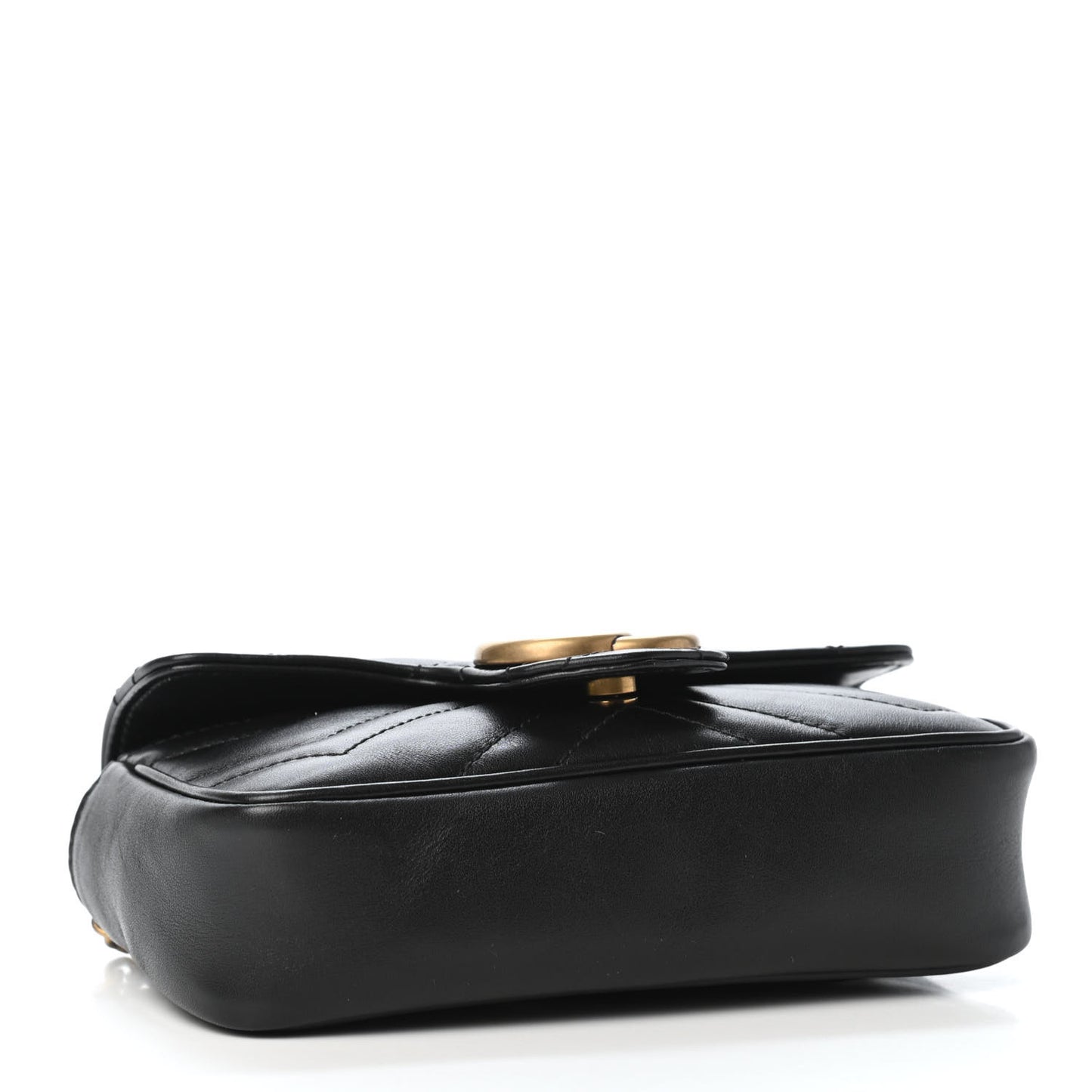 Calfskin Matelasse Super Mini GG Marmont Shoulder Bag Black