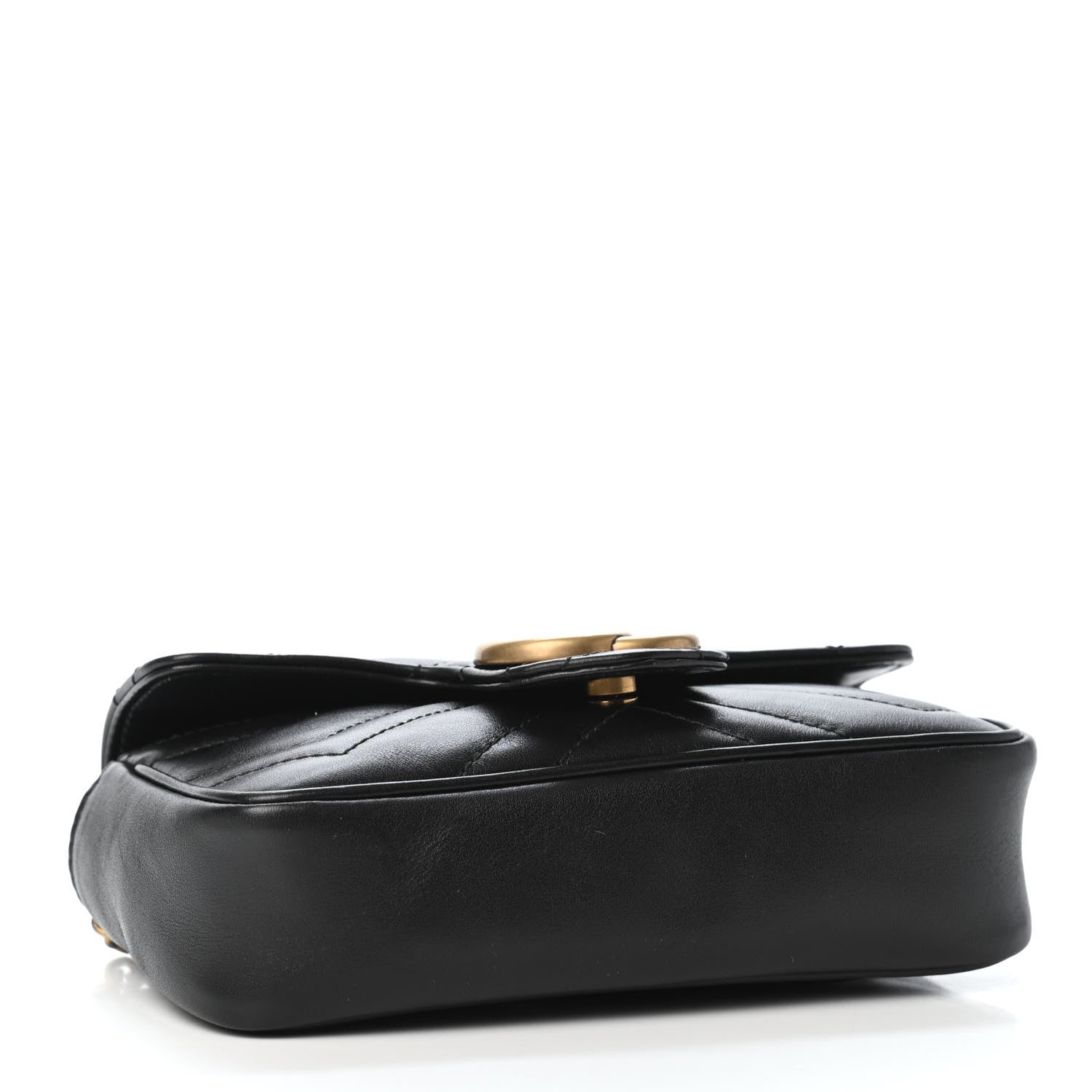 Gucci Calfskin Matelasse Super Mini GG Marmont Shoulder Bag Black 3 of 4