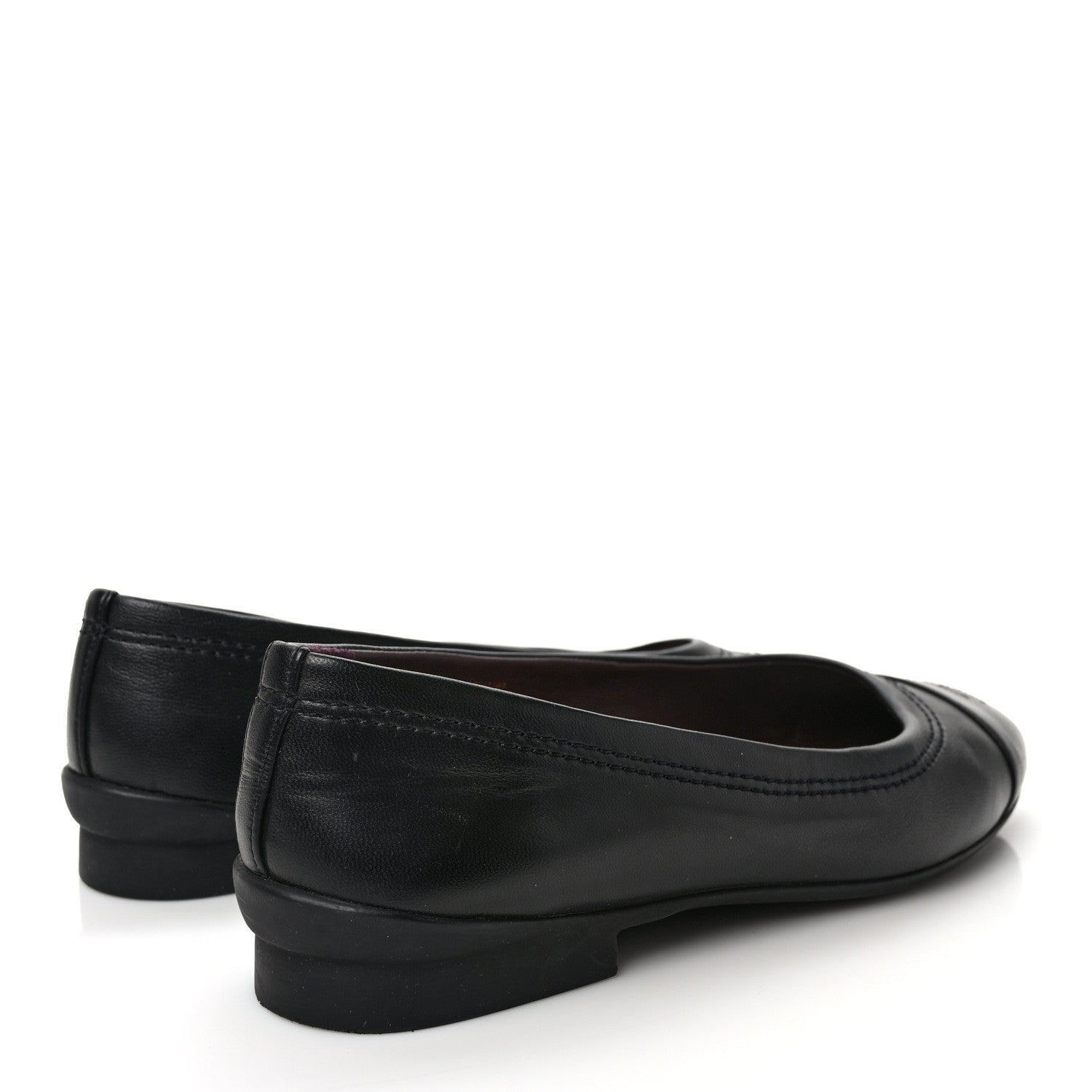 Chanel Lambskin Cap Toe CC Ballerina Flats 37.5 Black 4 of 8