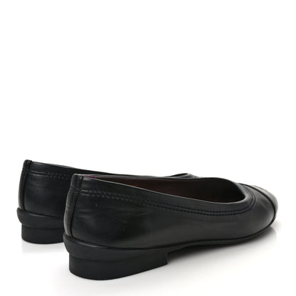 Chanel Lambskin Cap Toe CC Ballerina Flats 37.5 Black 4 of 8