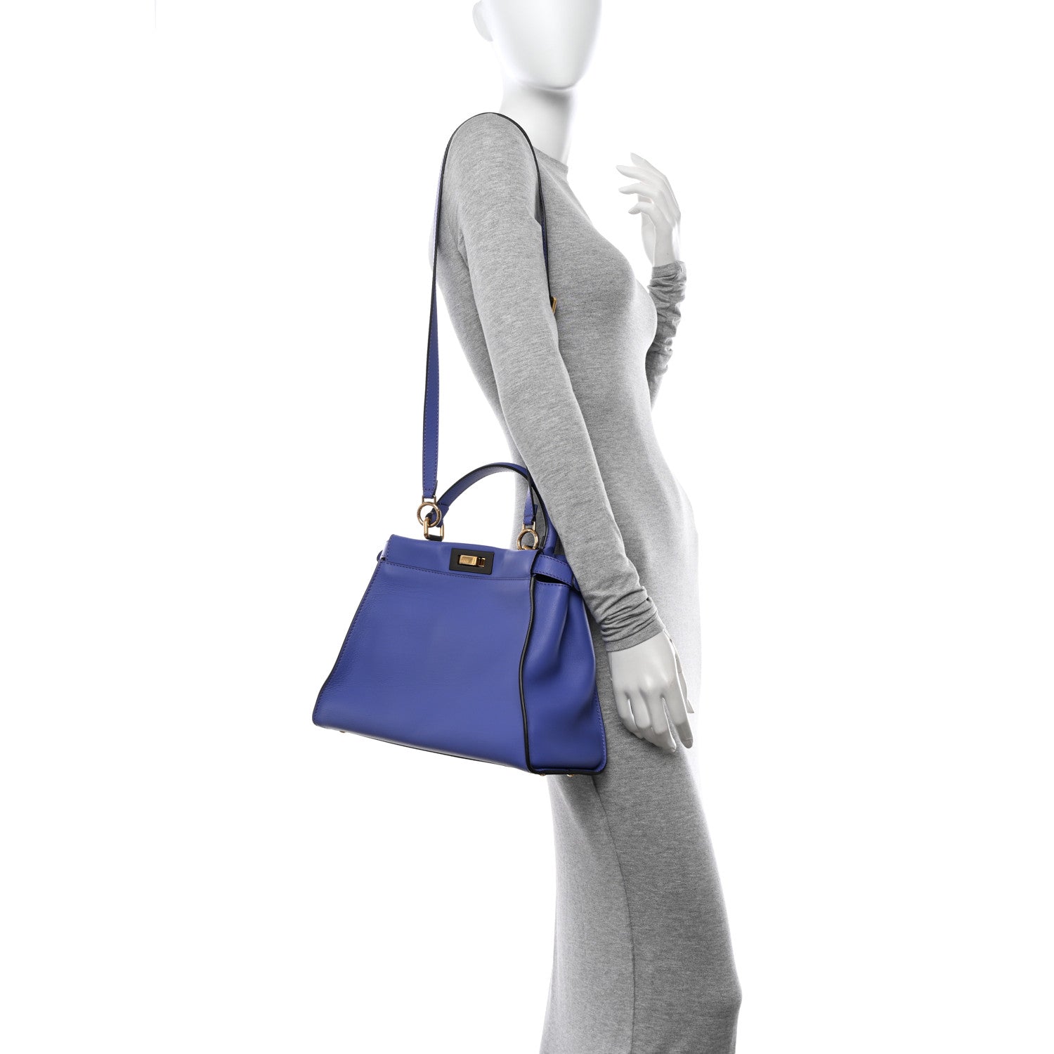 Fendi Vitello Seta Medium Peekaboo Iconic Satchel Viola Cassis 3 of 13