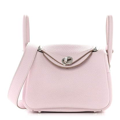 Hermes Taurillon Clemence Verso Mini Lindy 20 Mauve Pale Mushroom 1 of 11