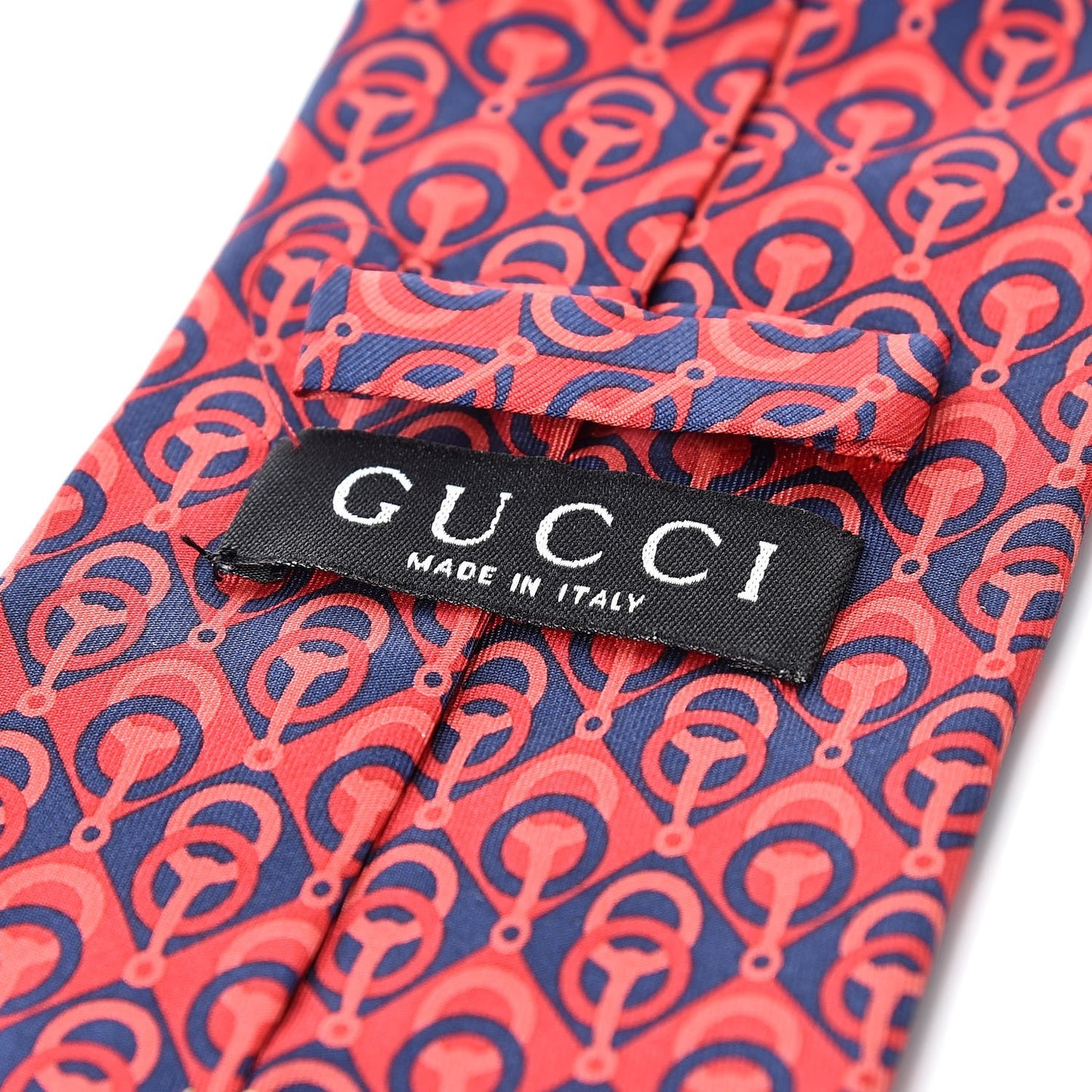 Silk Horsebit Printed Mens Neck Tie Red