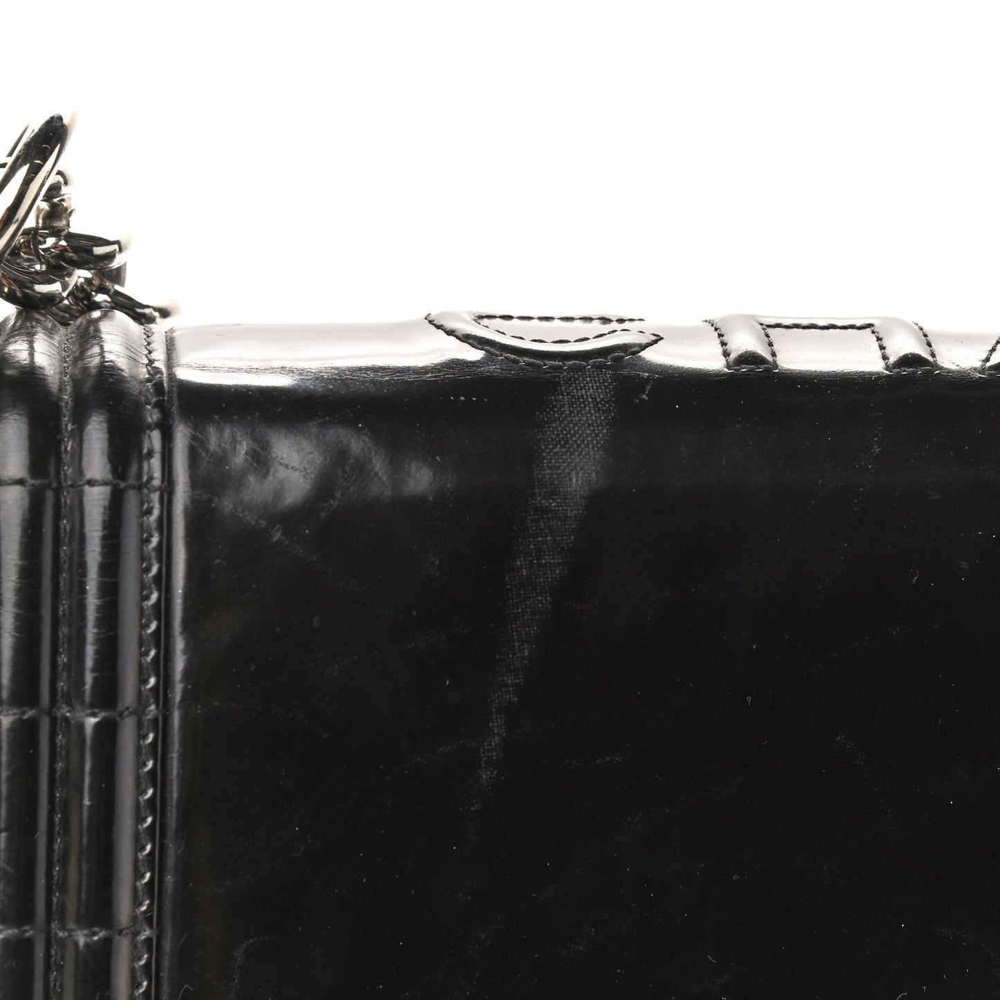 Glazed Calfskin Large Boy Flap Black