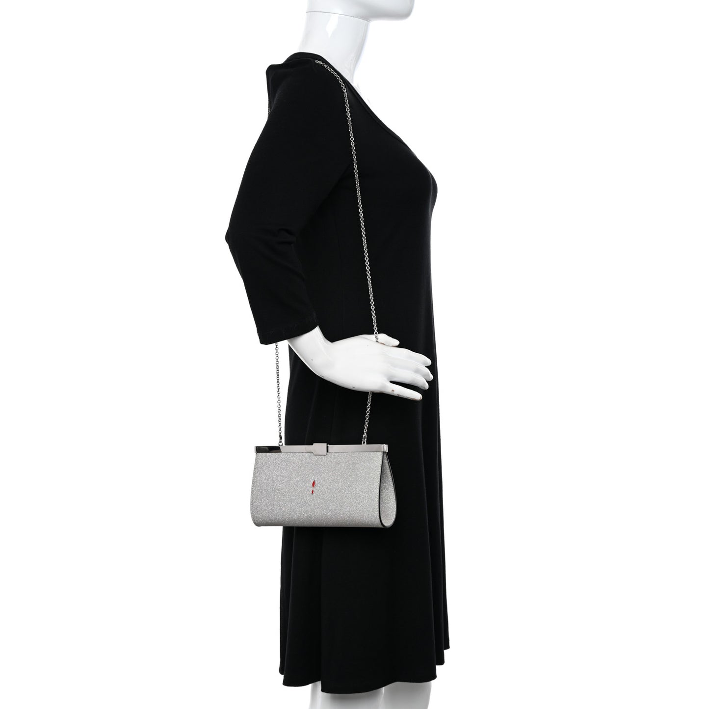 Glitter Palmette Clutch Silver