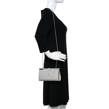 Christian Louboutin Glitter Palmette Clutch Silver 2 of 10