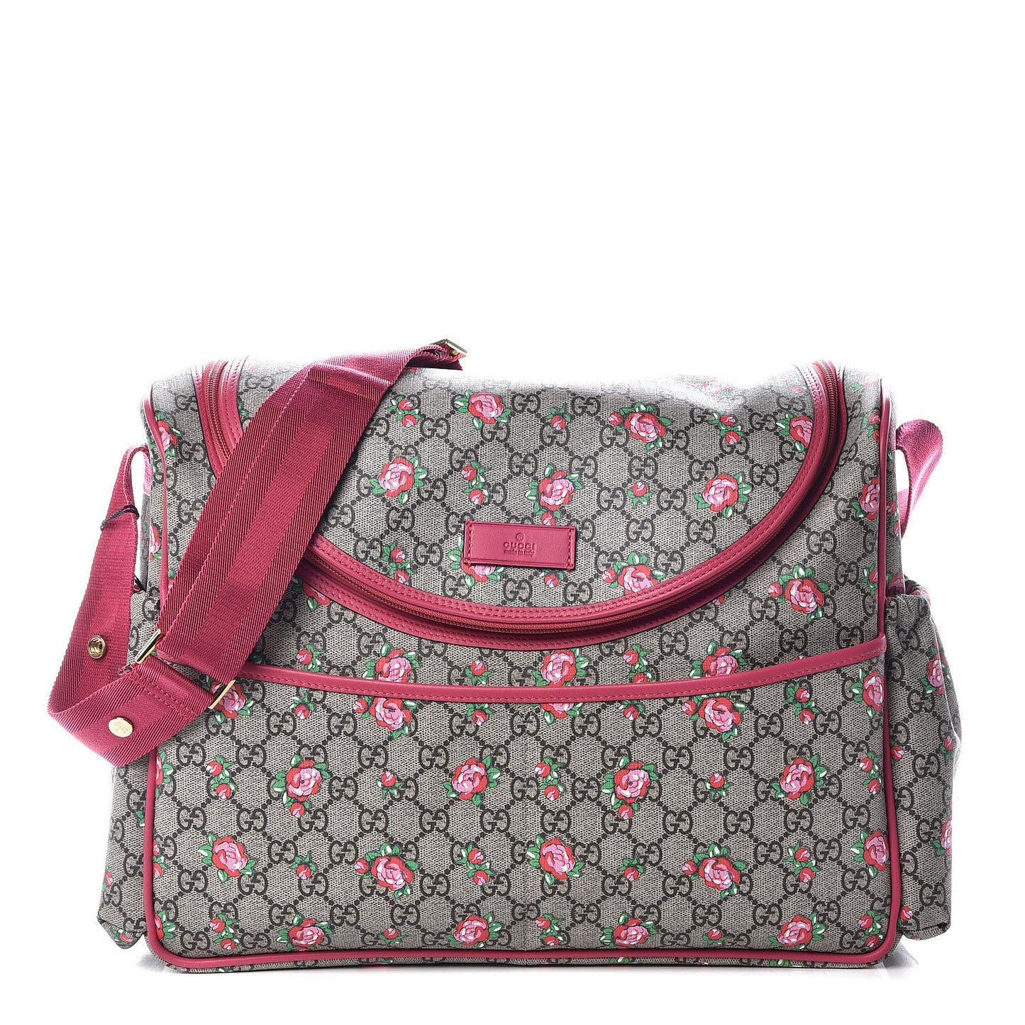 GG Supreme Monogram Rose Bud Diaper Bag Pink