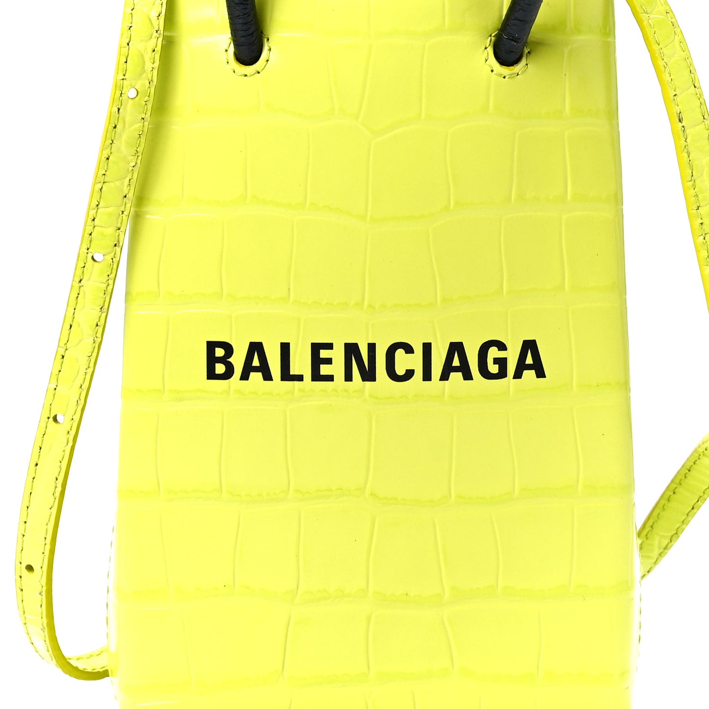 Calfskin Crocodile Embossed Logo Shopping Phone Holder Bag Lime