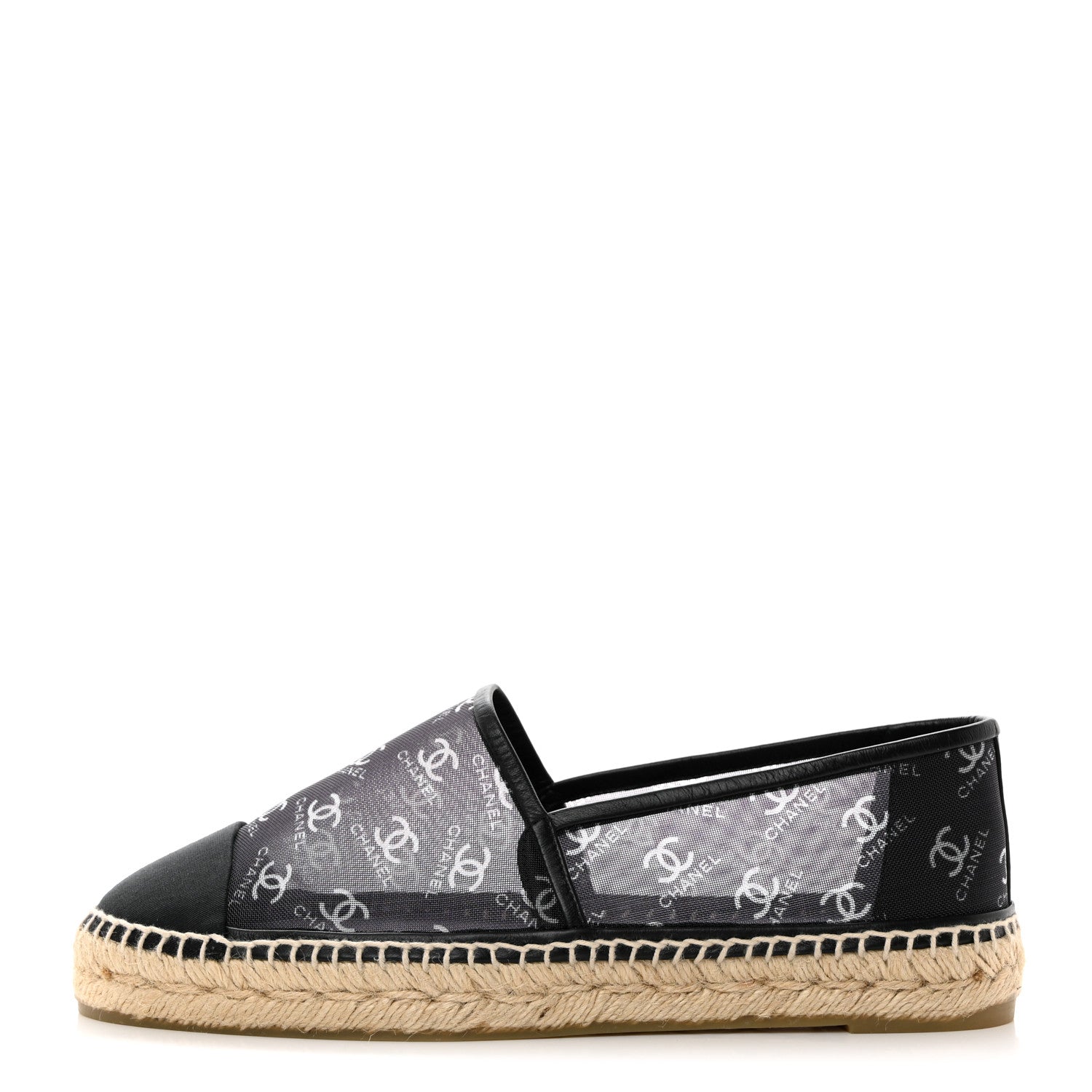 Chanel Mesh Grosgrain CC Espadrilles 41 Black White 1 of 9