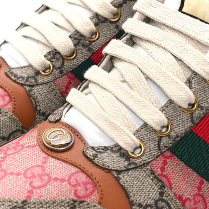 Gucci GG Supreme Monogram Harness Calfskin Web Mens Screener Sneakers 7 Beige Ebony Rosso Harness Brown 9 of 10