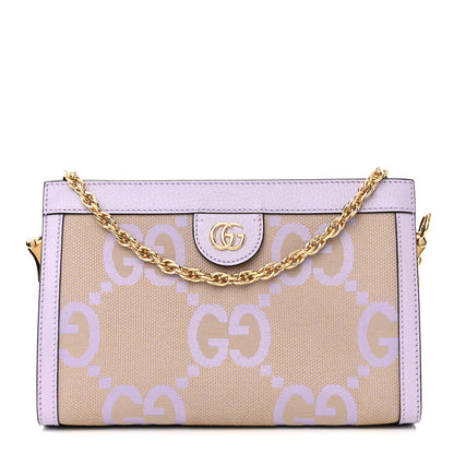 Gucci Monogram Jumbo GG Textured Dollar Calfskin Small Ophidia Chain Shoulder Bag Beige Lapis 1 of 12