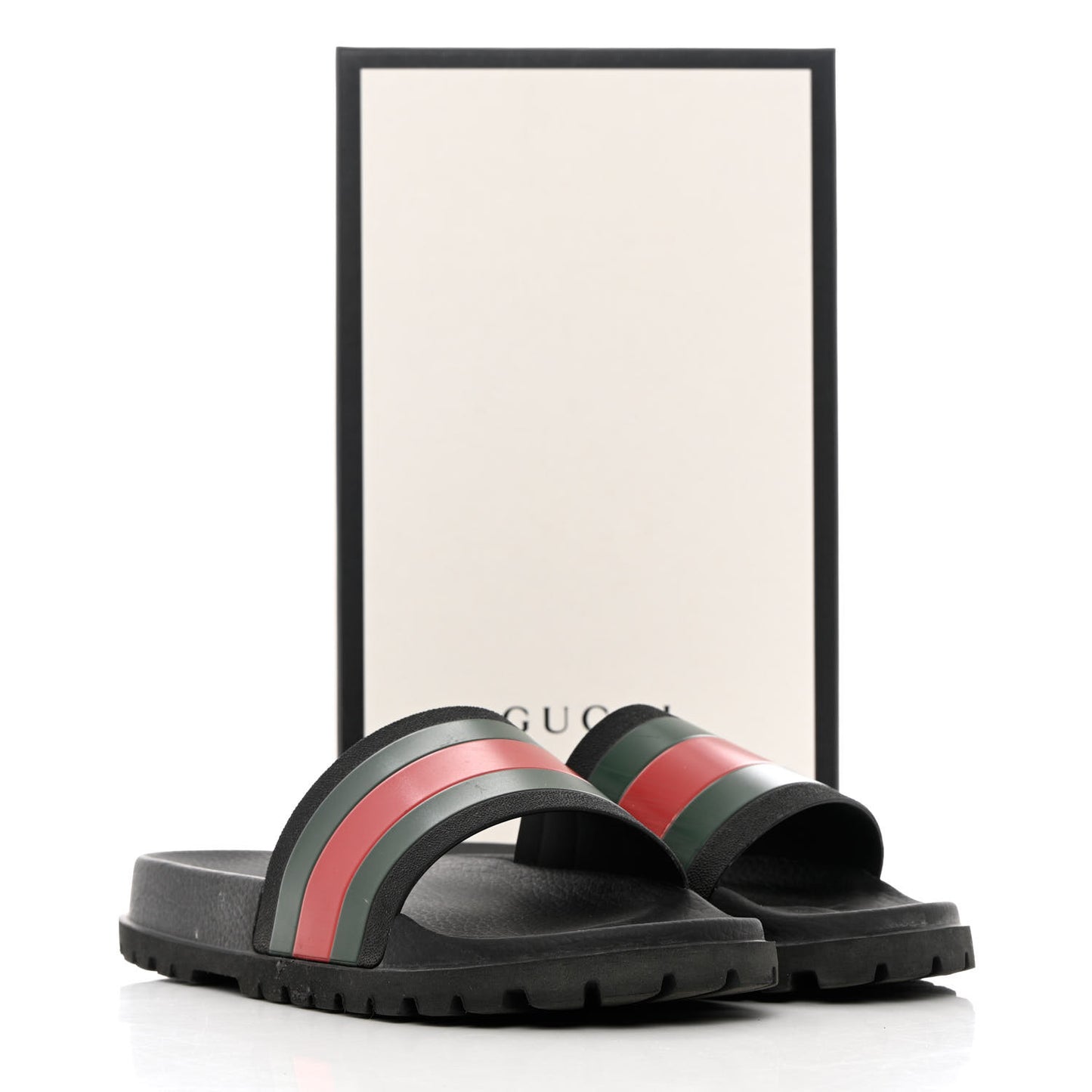 Rubber Web Mens Lug Sole Slide Sandals 11 Black Green Red
