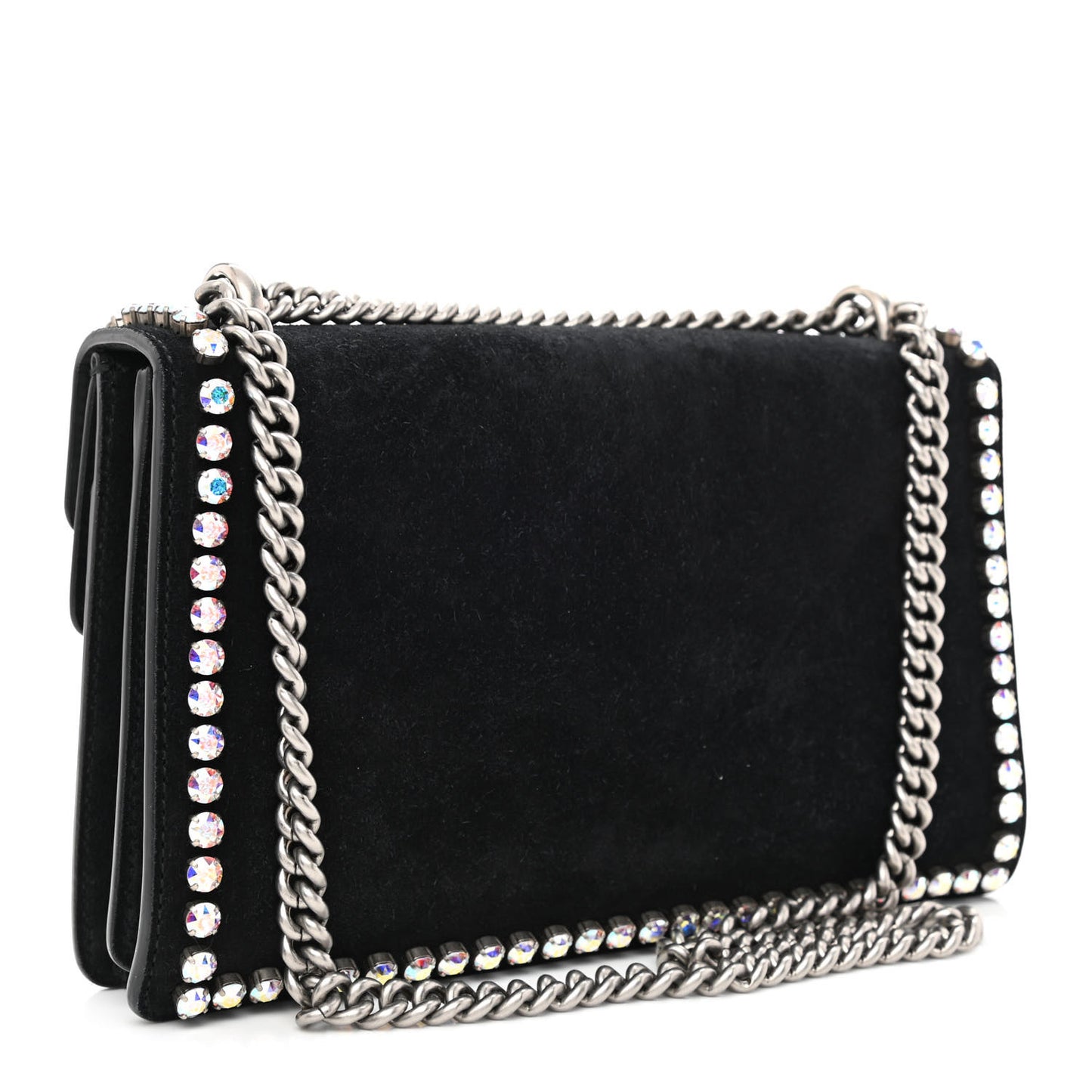 Suede Crystal Small Dionysus Shoulder Bag Black