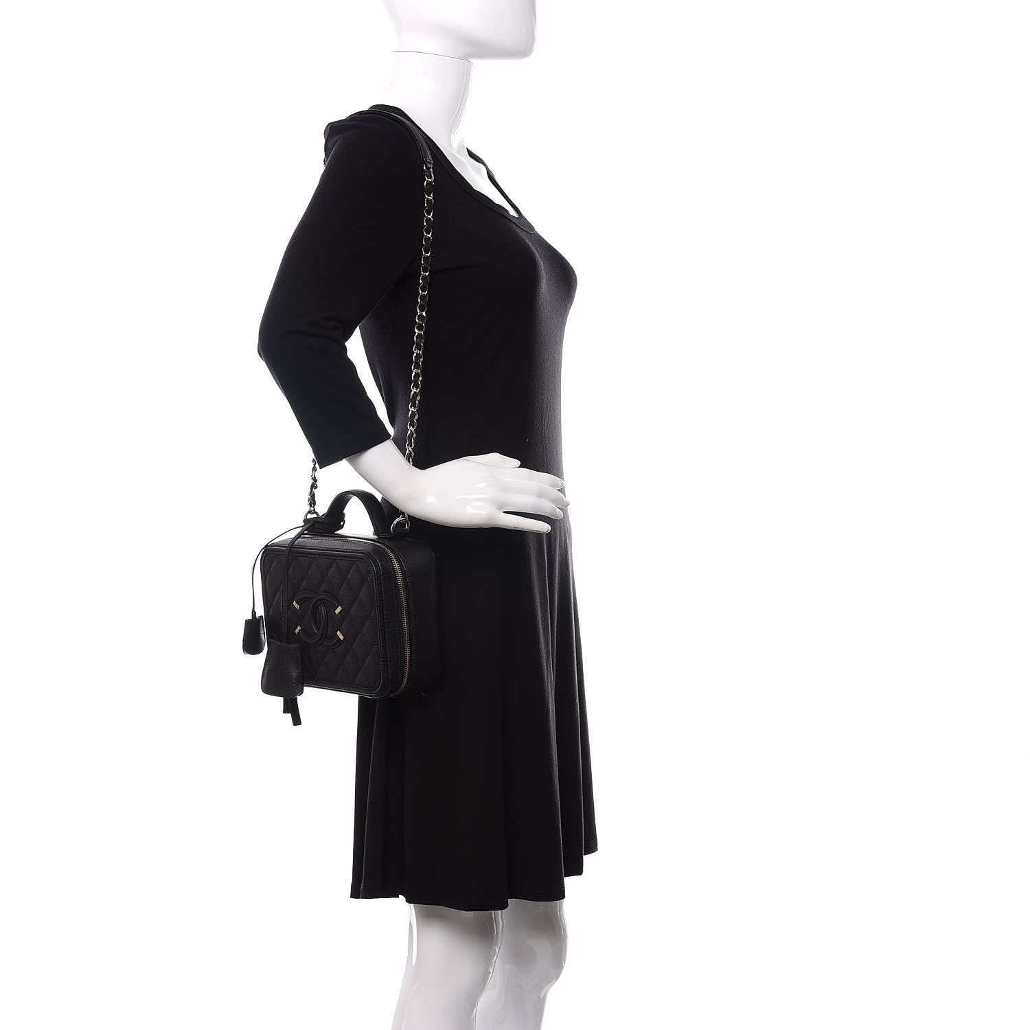 Chanel Caviar Quilted Medium CC Filigree Vanity Case Black 2 of 11