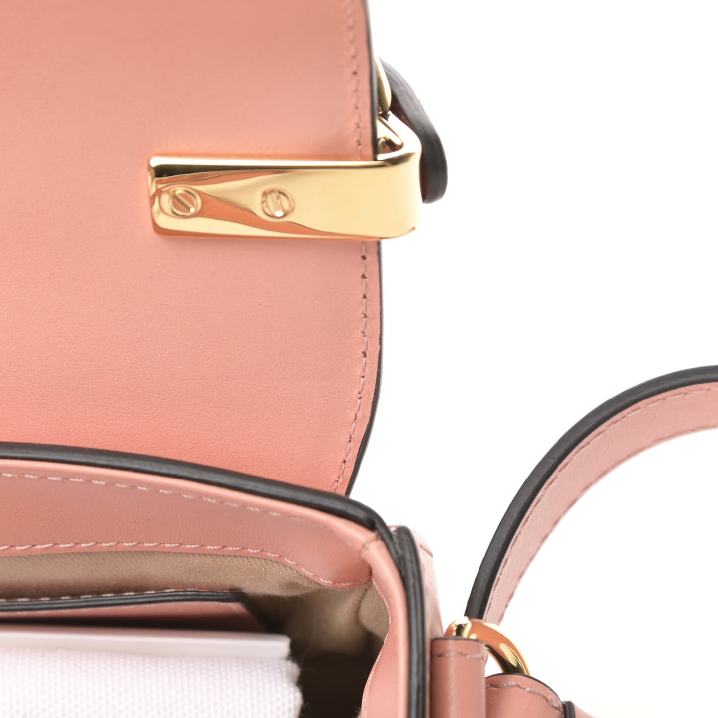 Shiny Calfskin Goatskin Mini C Double Carry Fallow Pink