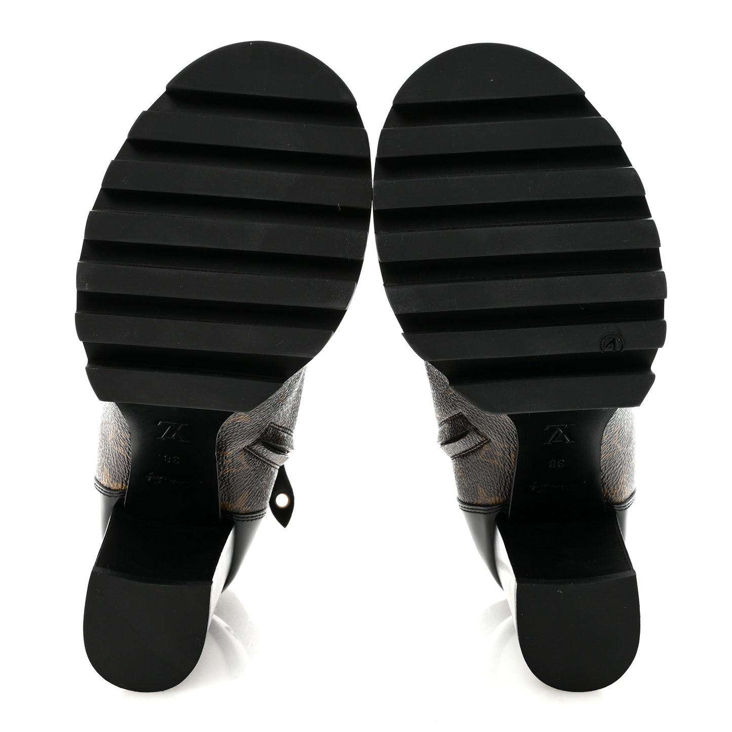 Patent Calfskin Monogram Star Trail Ankle Boots 38 Black