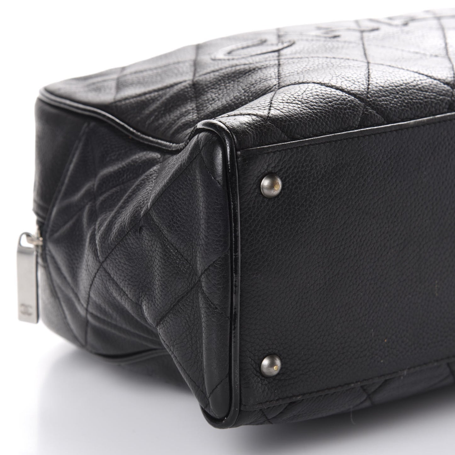 Calfskin Patent Quilted Large Bowler Black