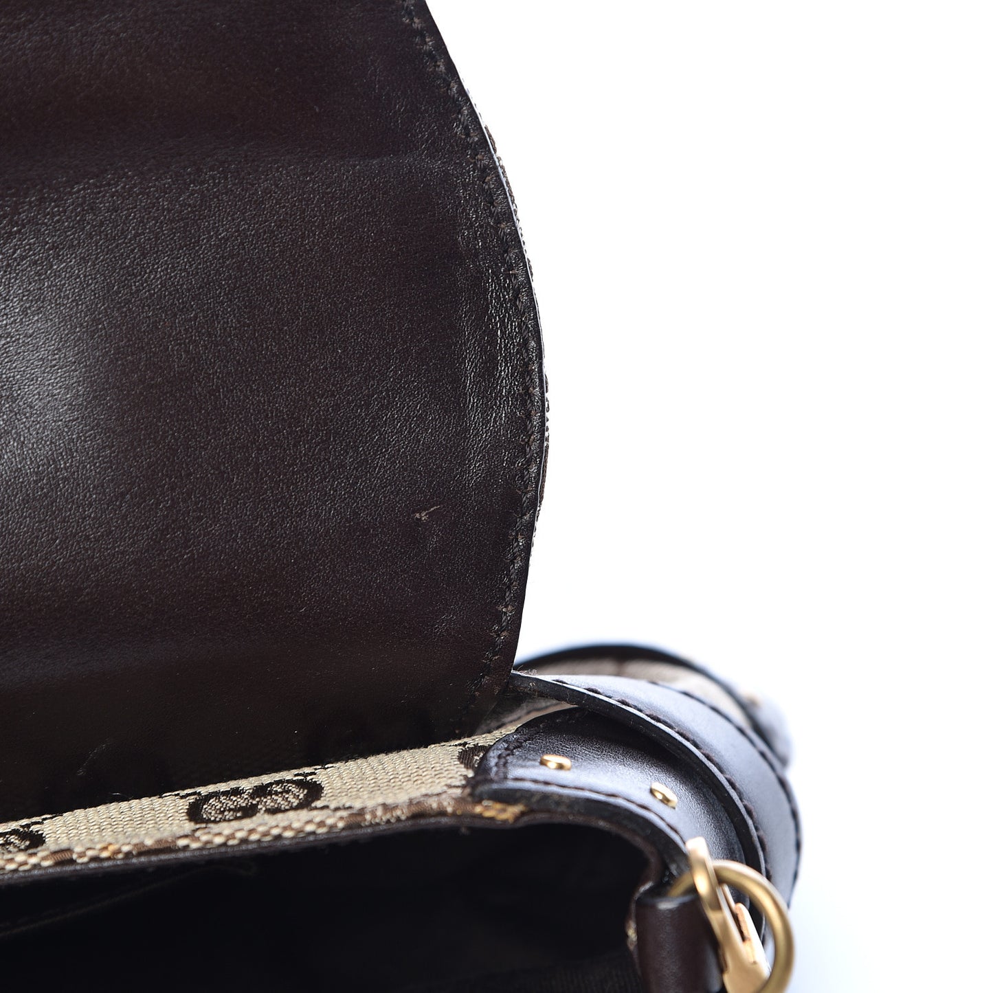 Monogram Studded Horsebit Clutch Dark Brown