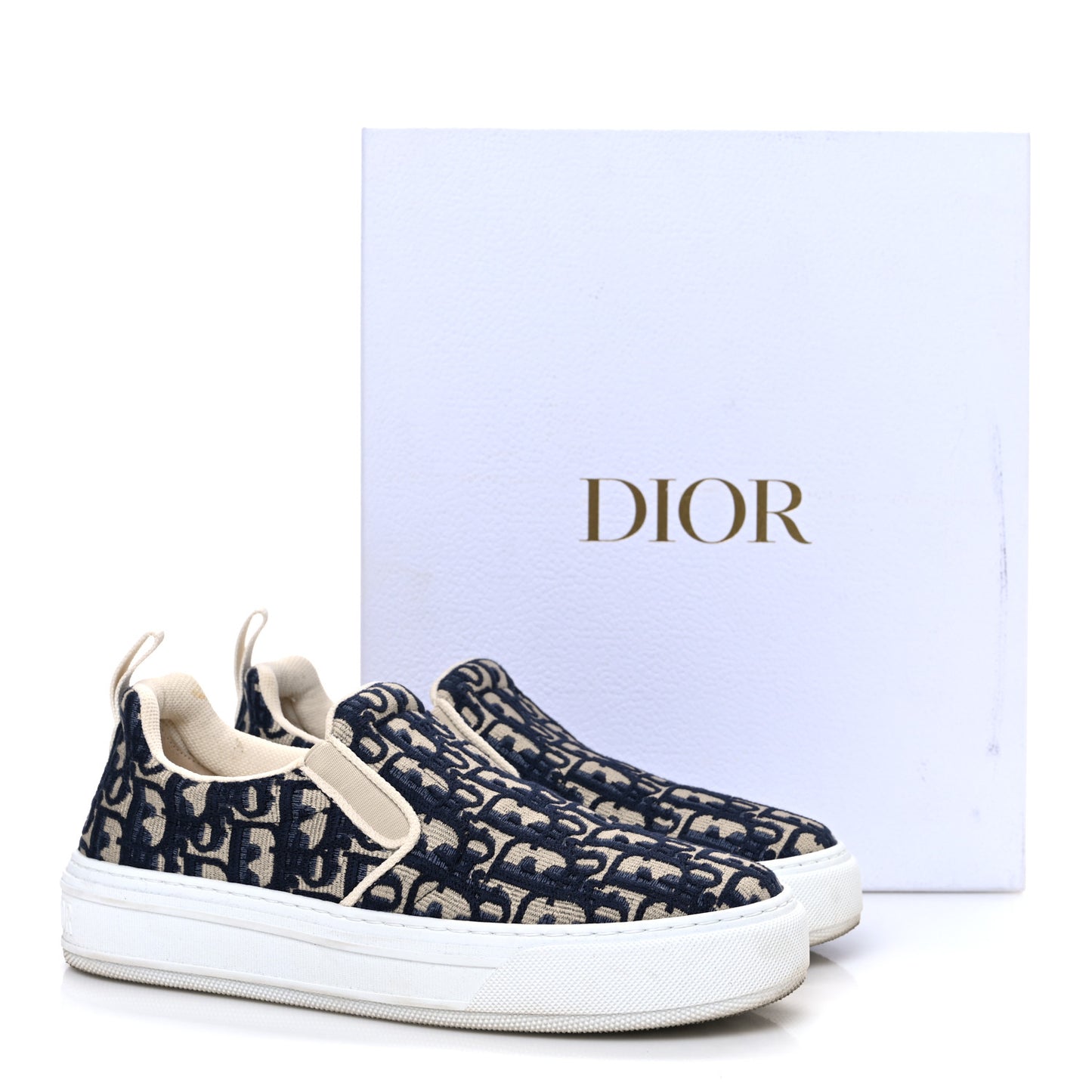 Canvas Oblique Embroidered Womens Solar Slip On Sneakers 38 Deep Blue