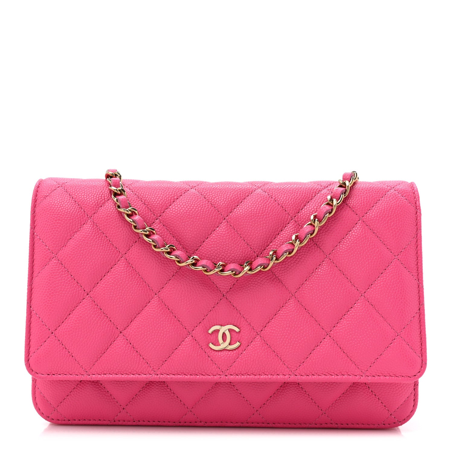 Chanel Caviar Quilted Wallet on Chain WOC Dark Pink 1 of 12