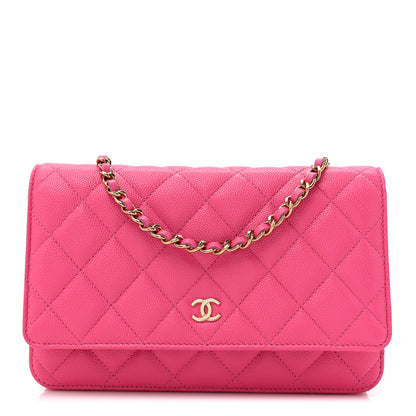 Chanel Caviar Quilted Wallet on Chain WOC Dark Pink 1 of 12