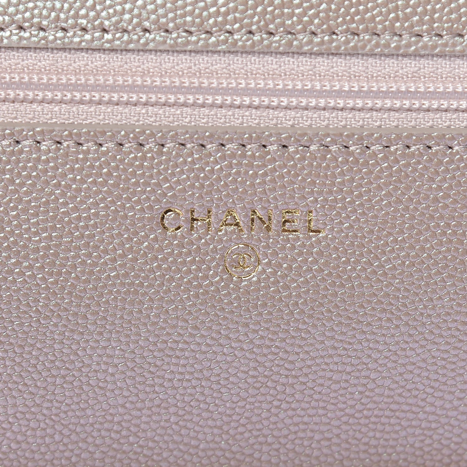 Chanel Iridescent Caviar Quilted Wallet On Chain WOC Beige 8 of 11