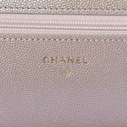 Chanel Iridescent Caviar Quilted Wallet On Chain WOC Beige 8 of 11