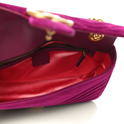 Gucci Velvet Matelasse Small GG Marmont Shoulder Bag Fuchsia Violet Cyclamen 5 of 12