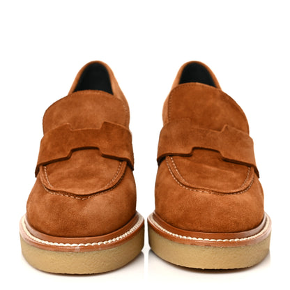 Hermes Suede Goatskin Didi 70 Loafers 36.5 36.5 Marron Iroko 2 of 8