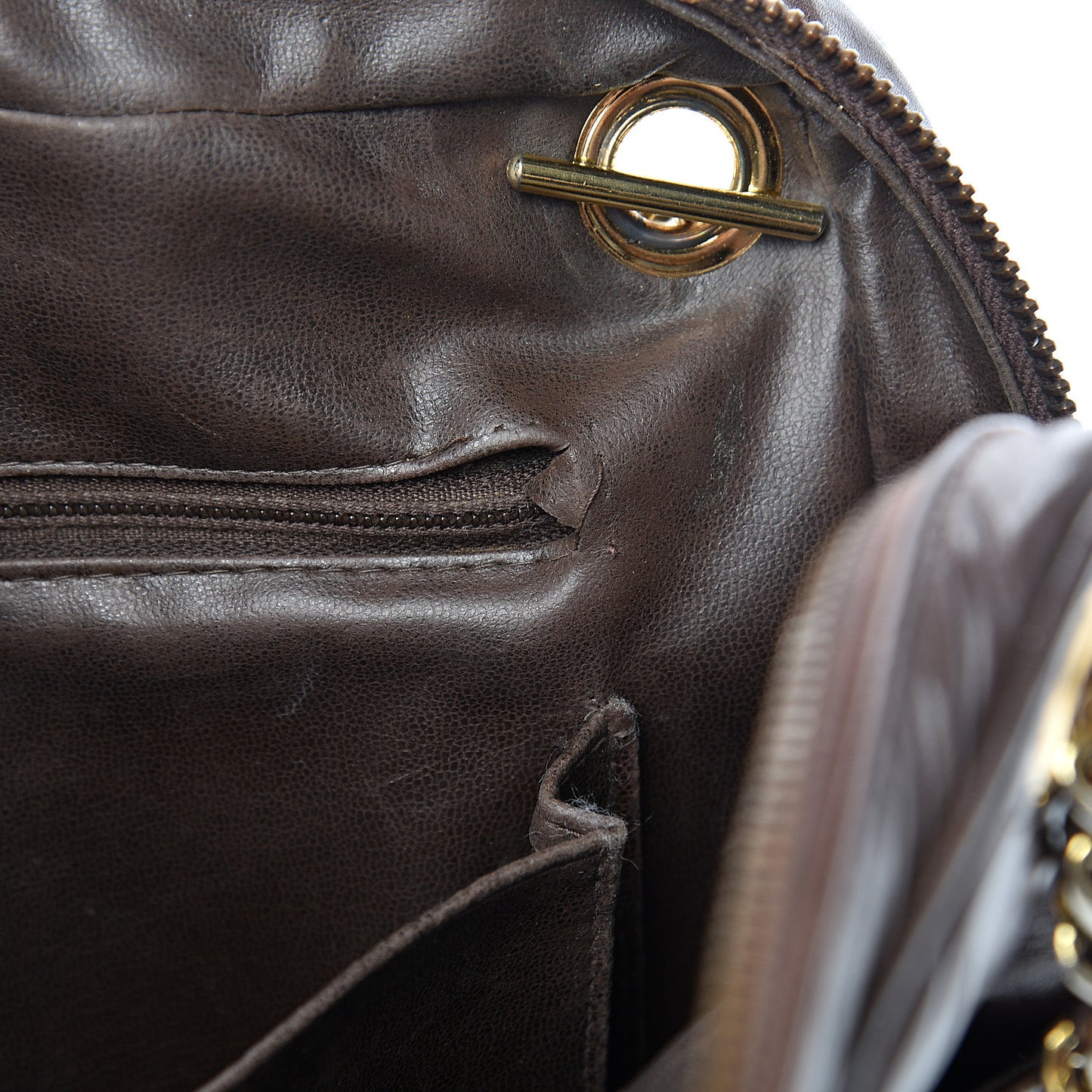 Lambskin Quilted Large Camera Case Brown