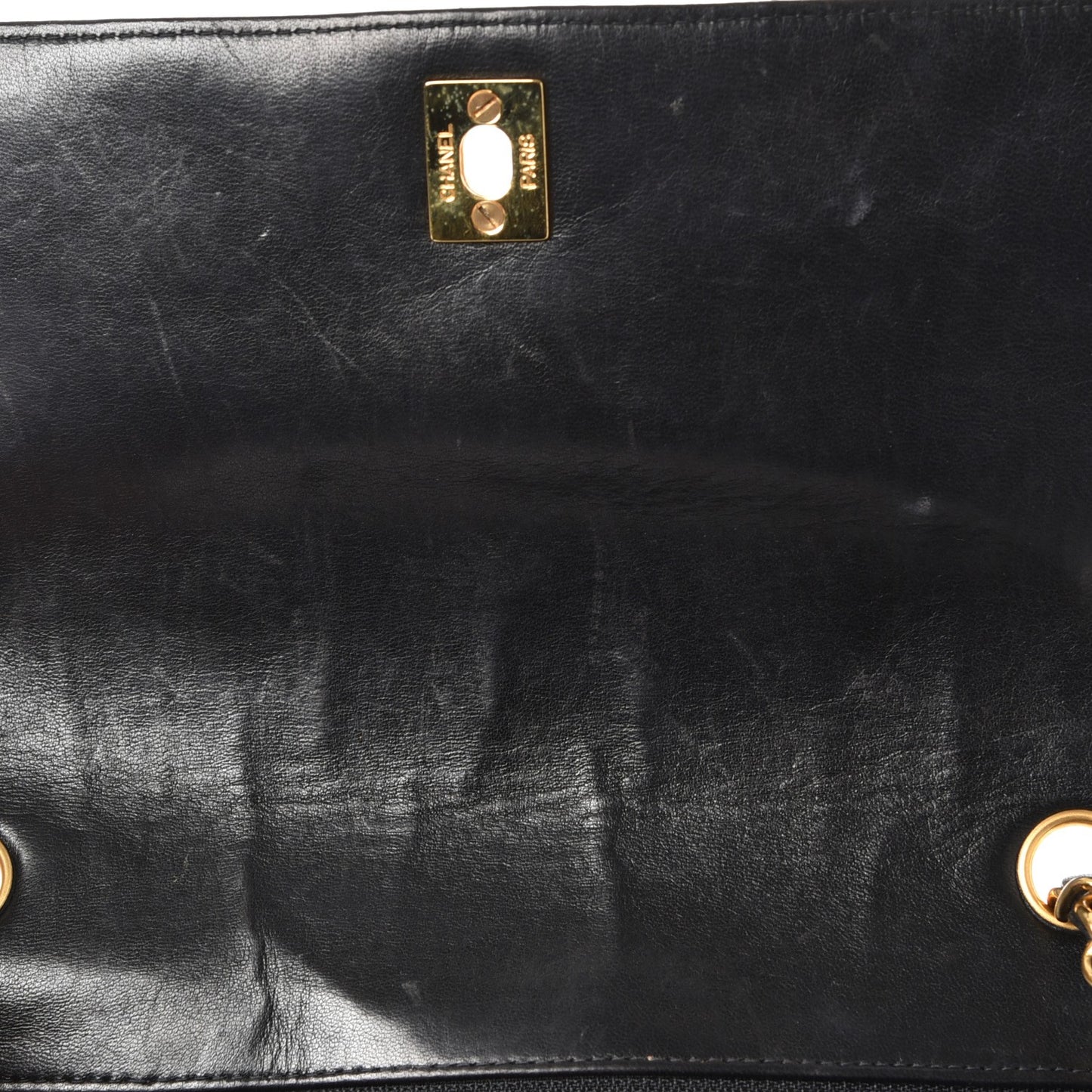 Lambskin Quilted Shoulder Flap Black