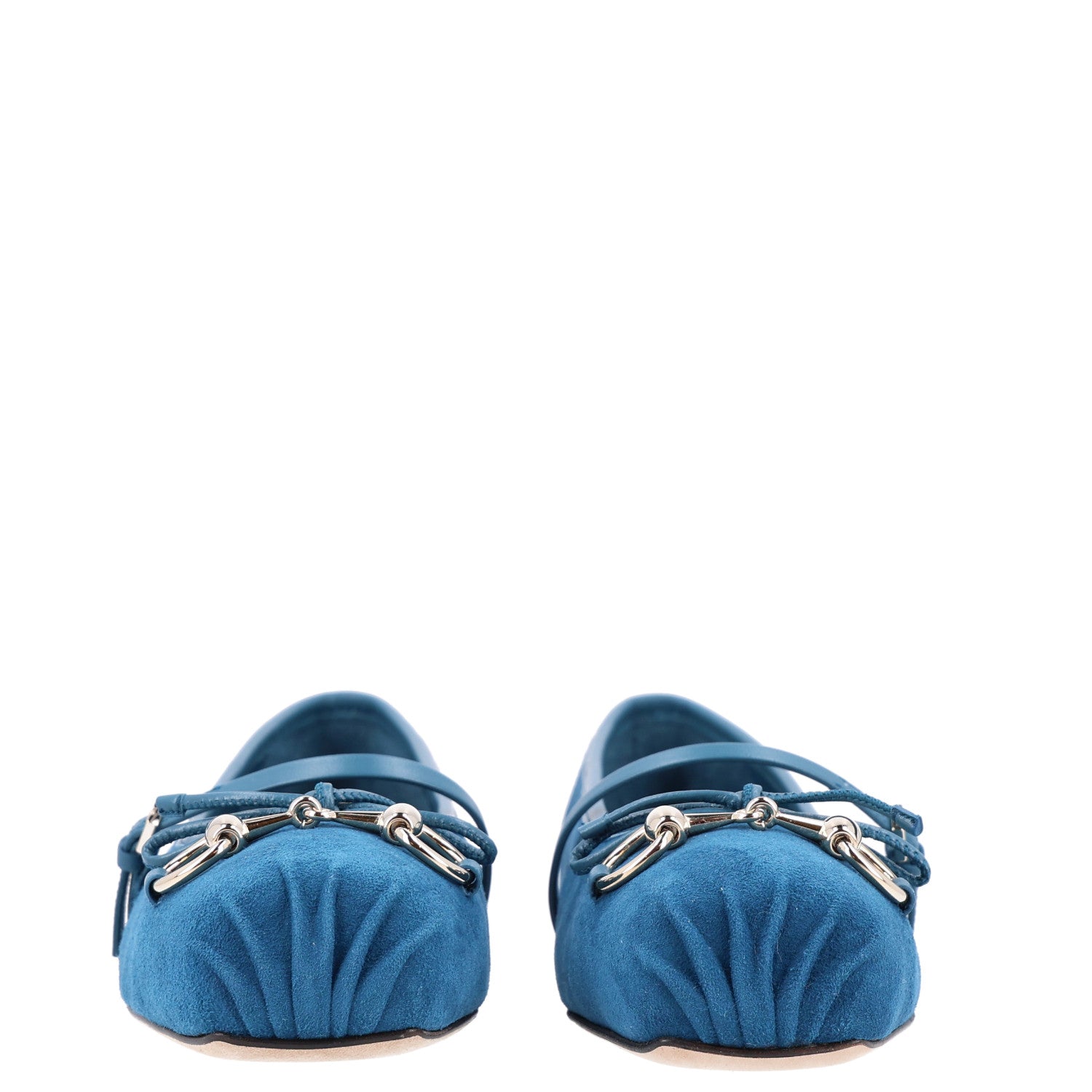 Gucci Kid Scamosciato Nappa Camargue Horsebit Ballet Flats 37 Deep Acqua 3 of 9