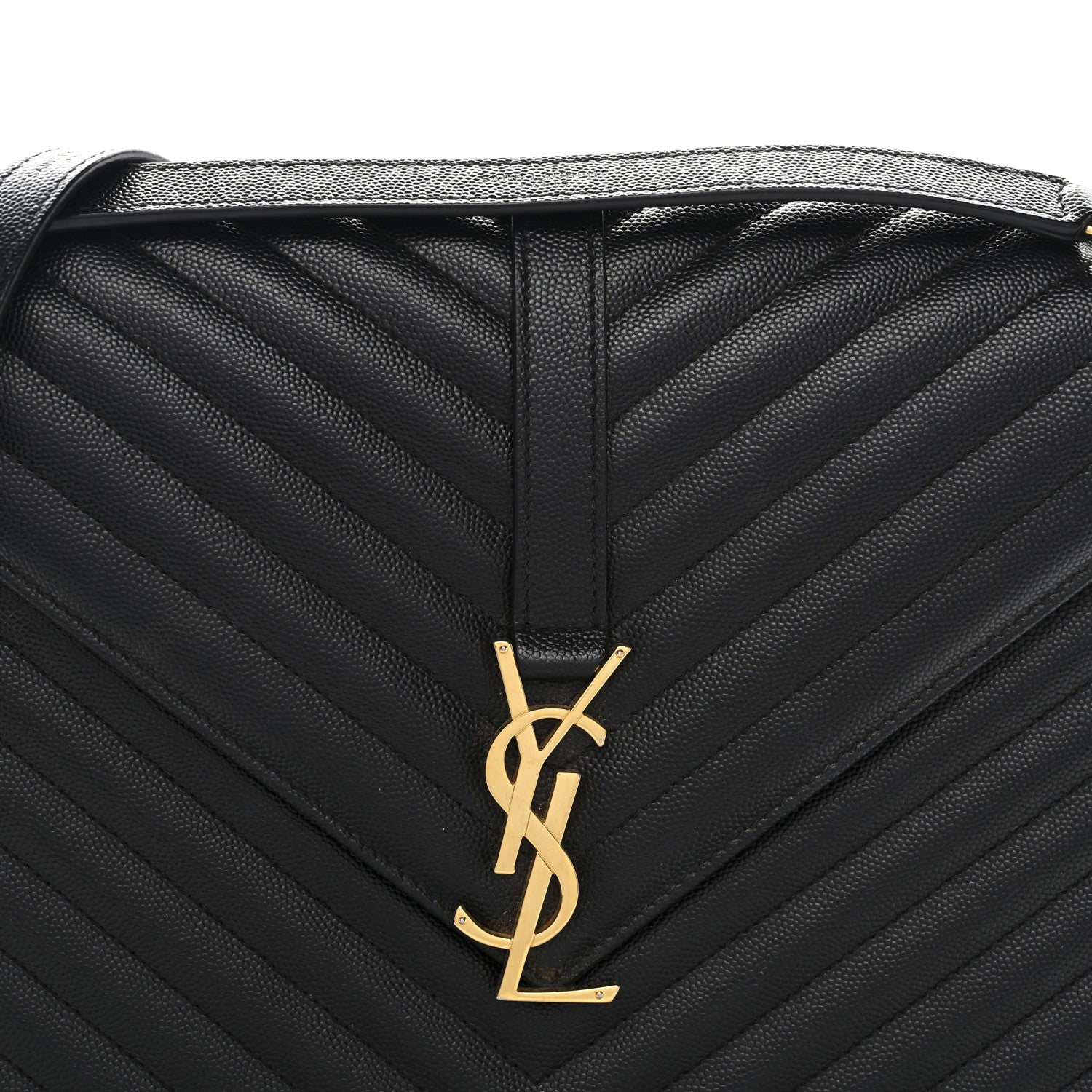 Saint Laurent Grain De Poudre Matelasse Chevron Large Monogram Satchel Black 9 of 12