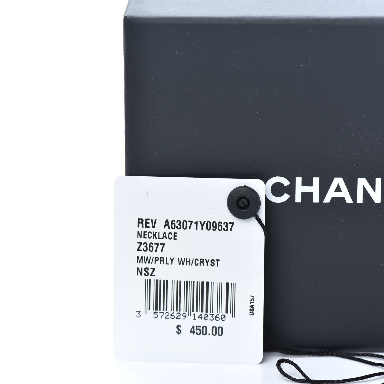 Chanel Baguette Crystal Pearl CC Lariat Necklace Silver 6 of 6
