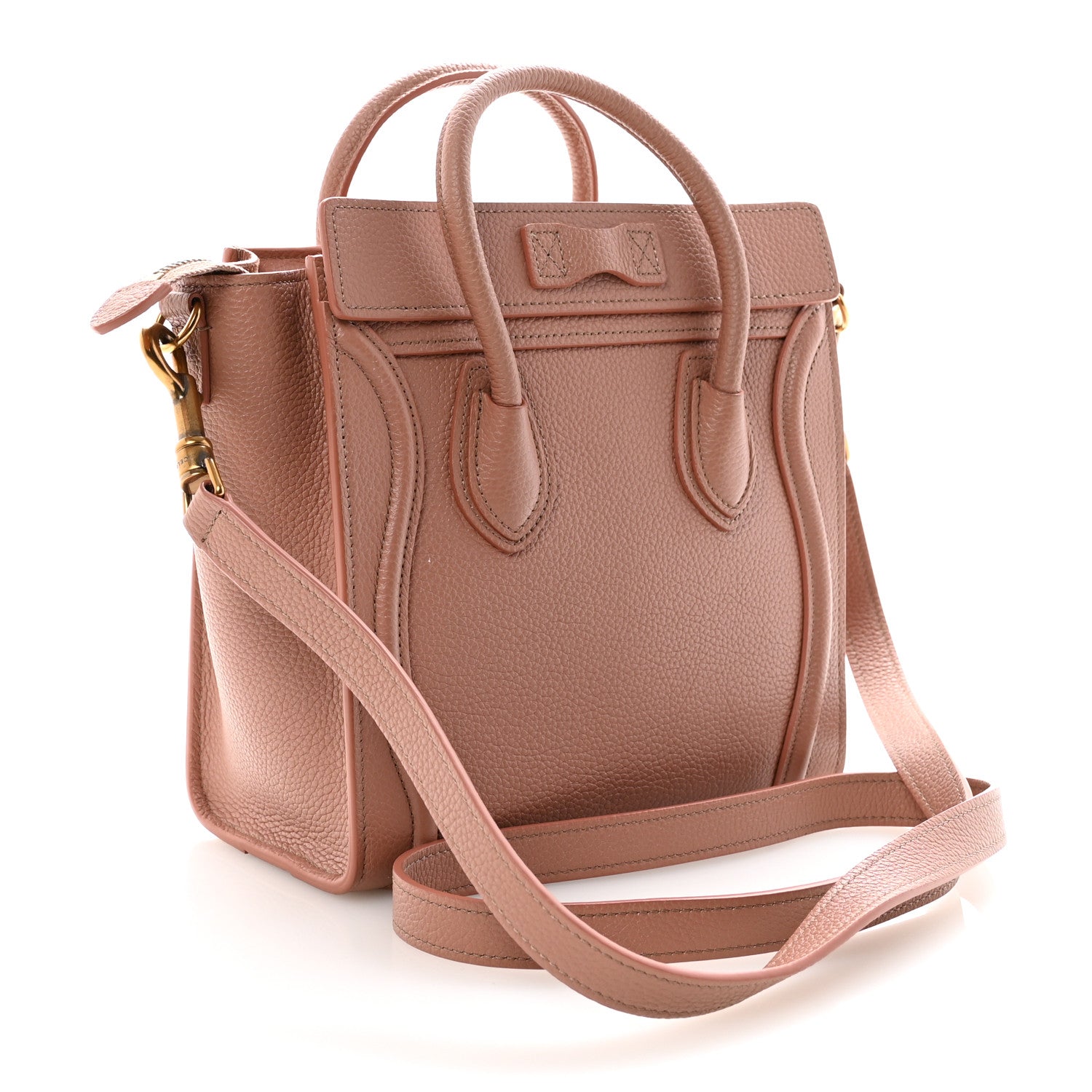 Celine Drummed Calfskin Nano Luggage Antique Rose 3 of 11