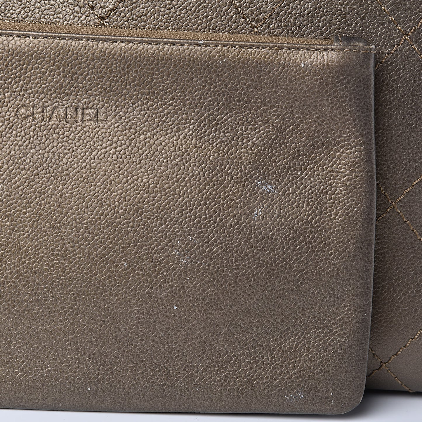 Grained Calfskin Large Shopping Fever Tote Gold