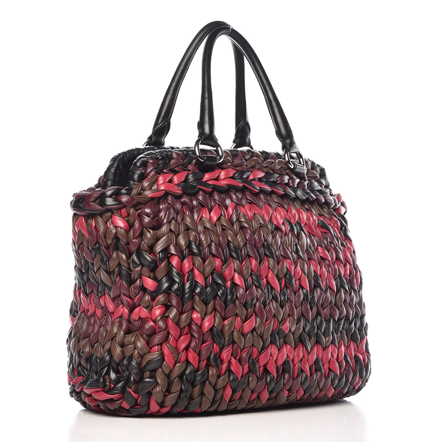 Prada Nappa Braided Tote Multicolor Amaranto 3 of 10