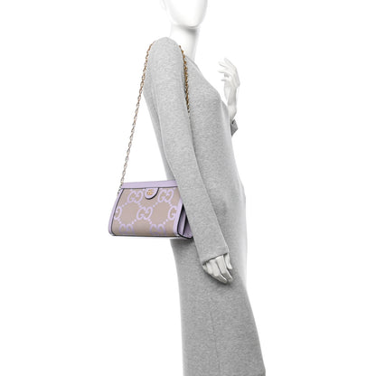 Gucci Monogram Jumbo GG Textured Dollar Calfskin Small Ophidia Chain Shoulder Bag Beige Lapis 2 of 9