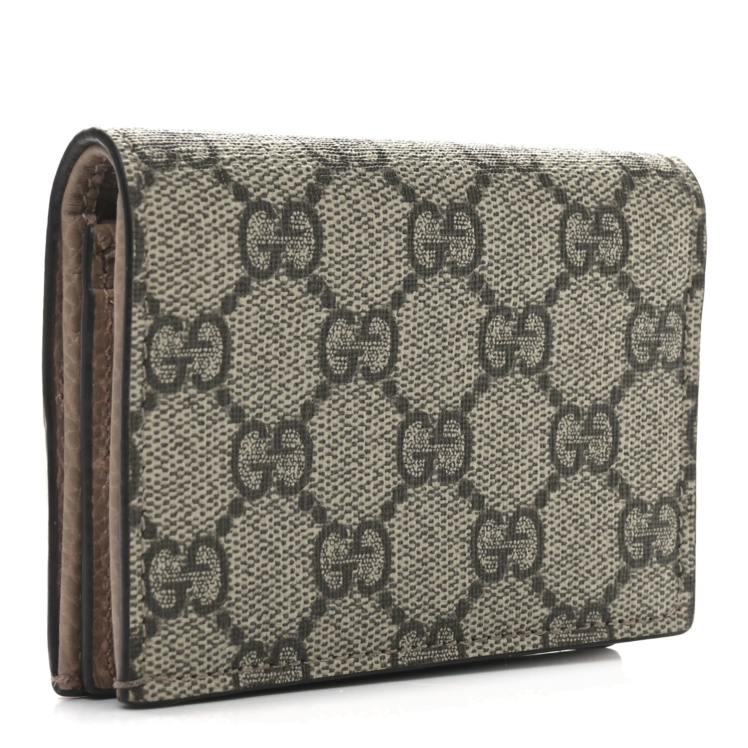 Gucci Dollar Calfskin GG Supreme Monogram GG Marmont Card Case Porcelain Rose Beige Ebony 3 of 9