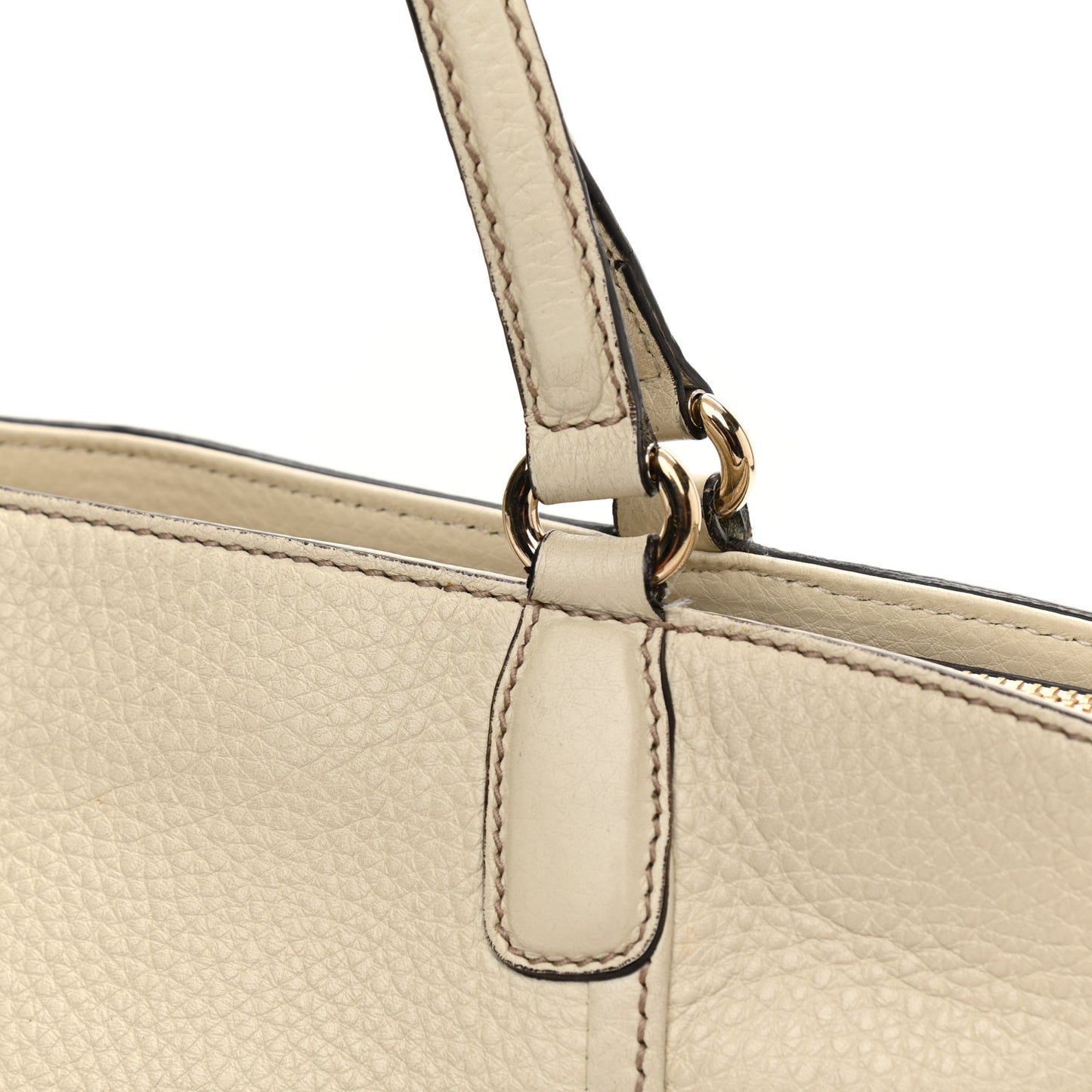 Pebbled Calfskin Small Soho Top Handle Bag Off White