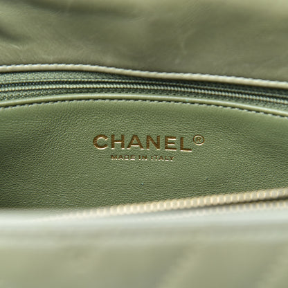 Chanel Calfskin Lizard Chevron Quilted Medium Coco Handle Flap Green 6 of 12