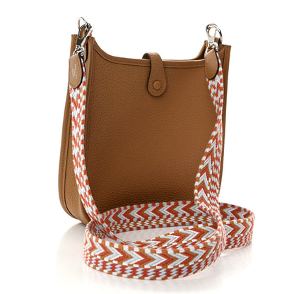 Hermes Taurillon Clemence Allegro Evelyne TPM Biscuit Cornaline White Gold 3 of 11
