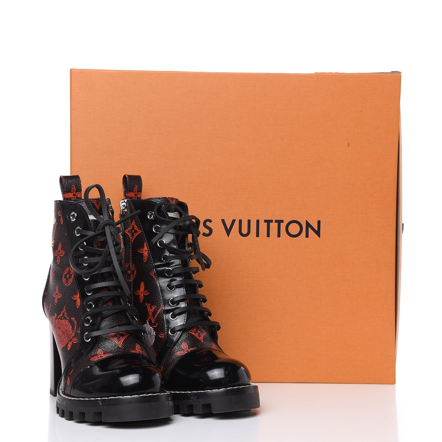 Louis Vuitton Patent Calfskin Catogram Star Trail Ankle Boots 38.5 Black Marron 11 of 11