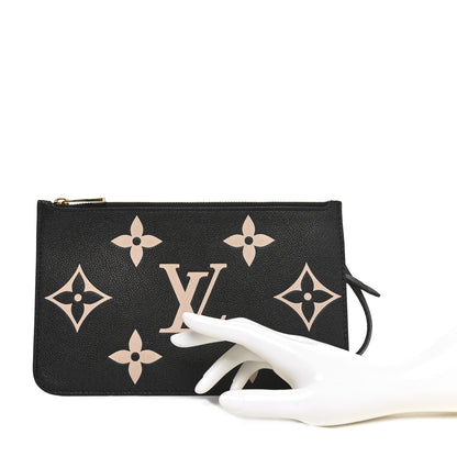 Louis Vuitton Empreinte Monogram Giant Neverfull MM Pochette Black Beige 2 of 7