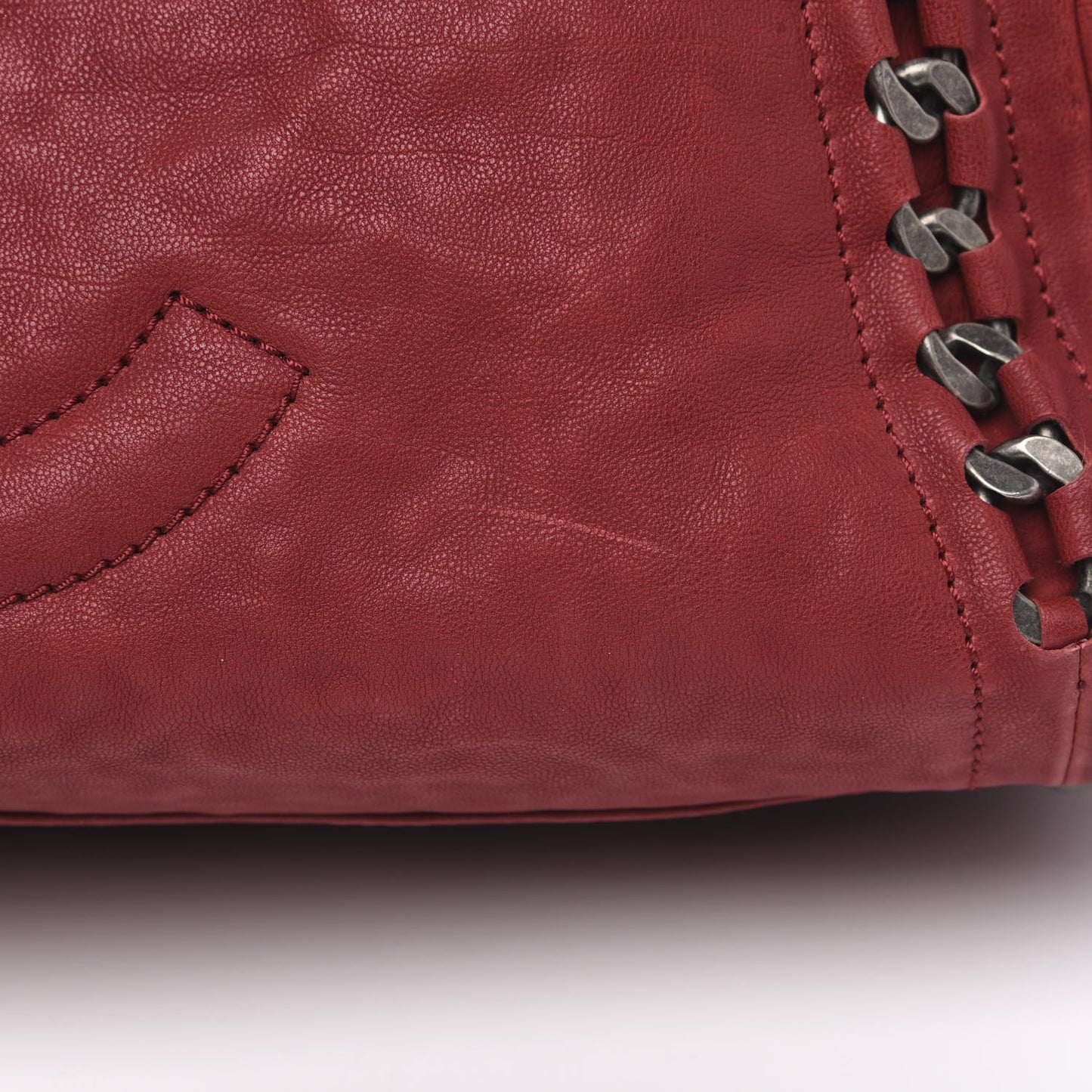 Calfskin Large East West Modern Chain Tote Red
