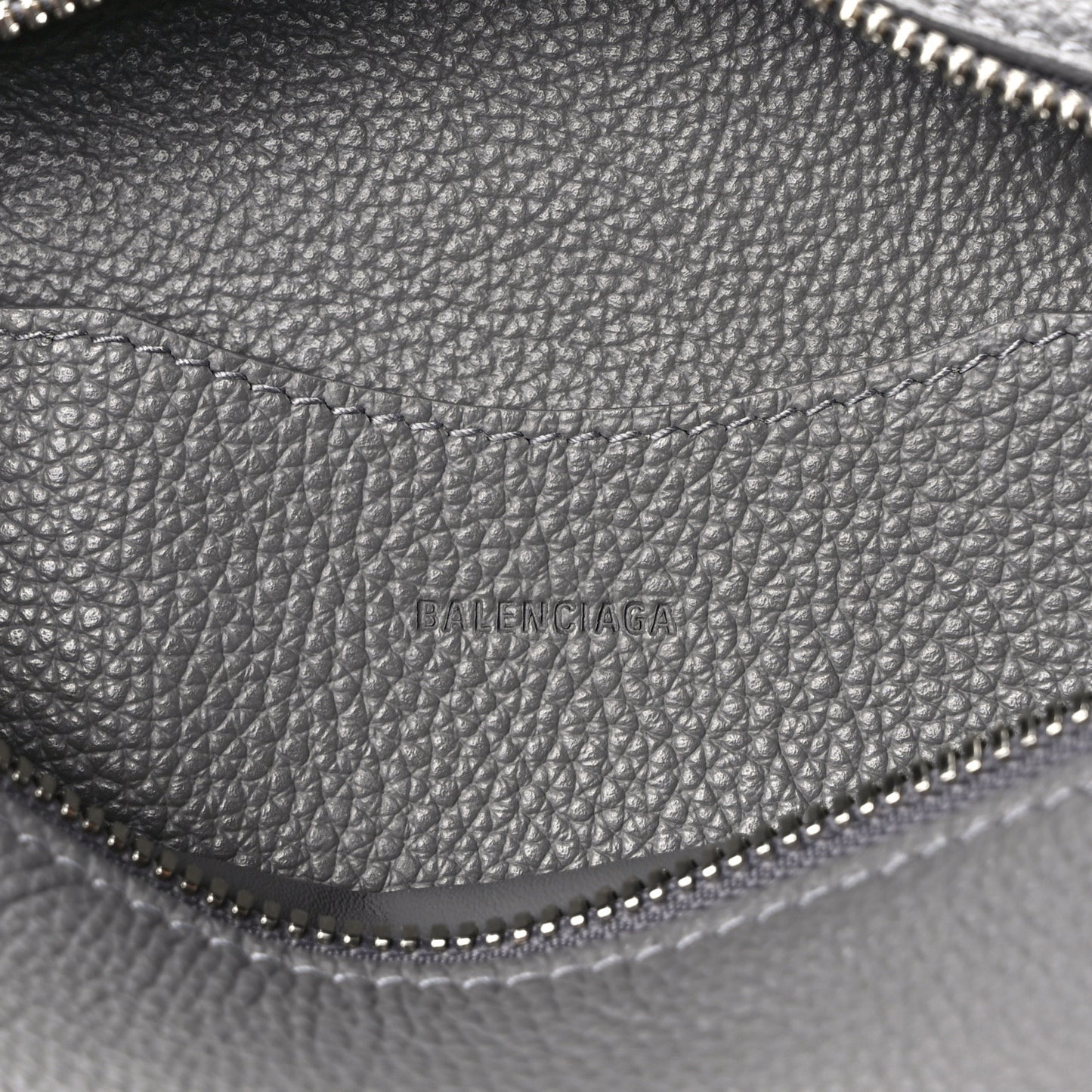 Grained Calfskin Neo Classic Silver Hardware Mini City Dark Grey