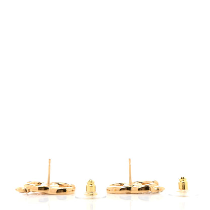 Chanel Crystal CC Earrings Light Gold 3 of 5