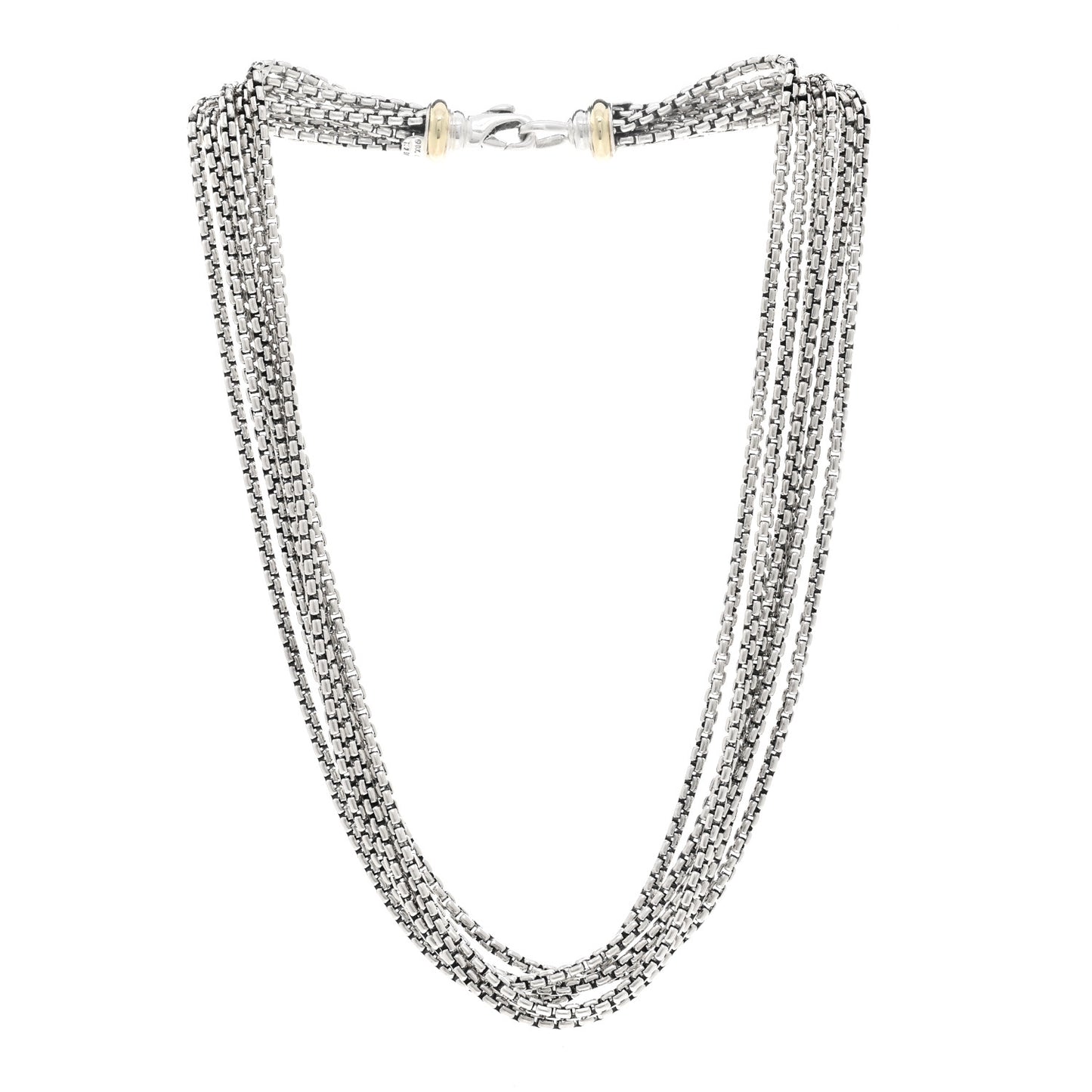 Sterling Silver 14K Yellow Gold Multi Box Chain Necklace