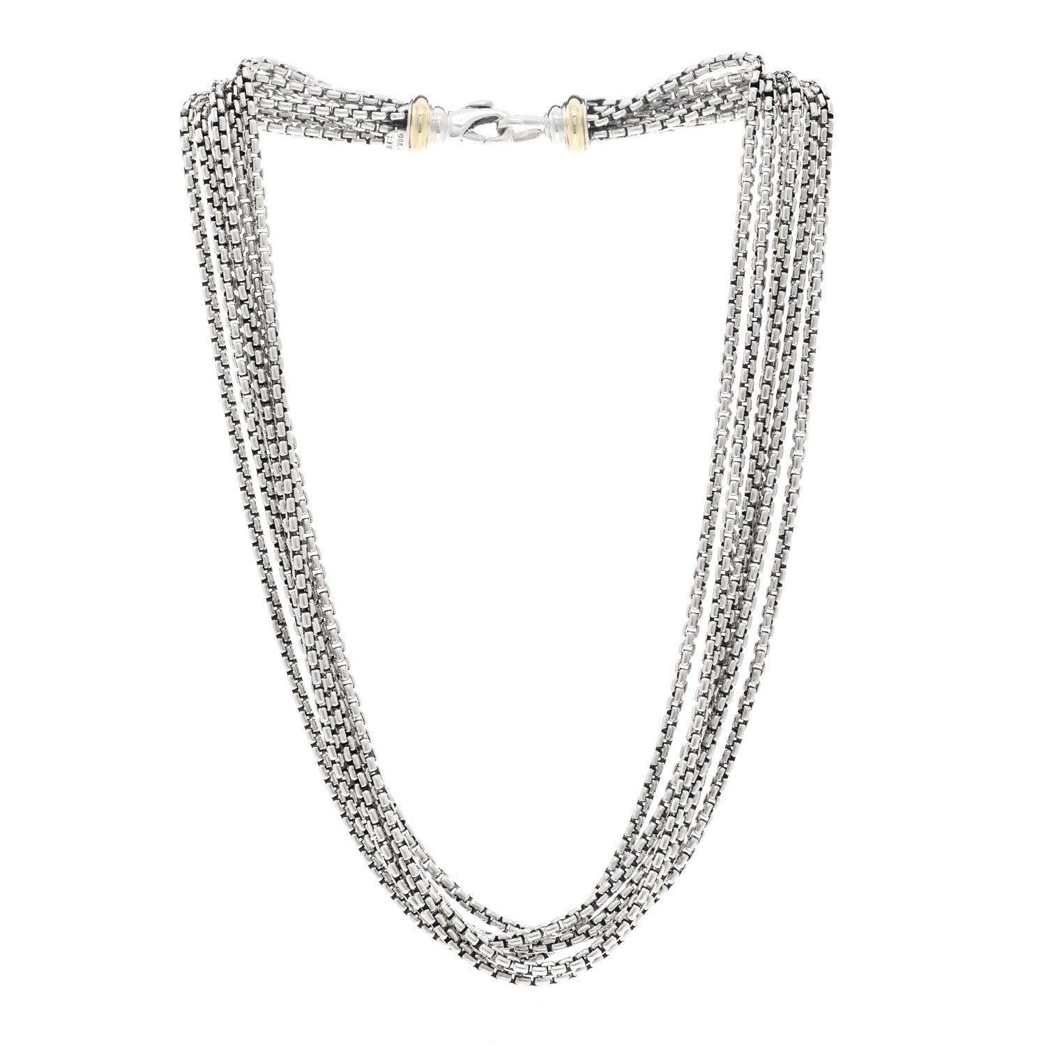 David Yurman Sterling Silver 14K Yellow Gold Multi Box Chain Necklace 3 of 4